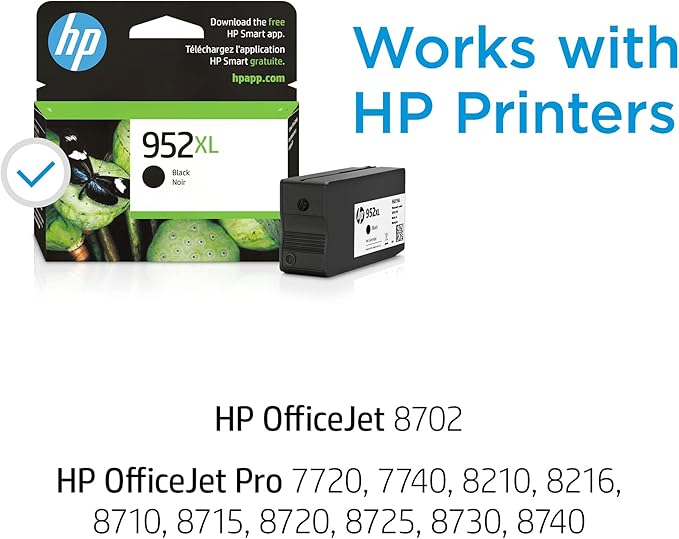 HP 952XL Black High-yield Ink Cartridge for HP Printers | Works with HP OfficeJet 8702; HP OfficeJet Pro 7720, 7740, 8210, 8216, 8710, 8715, 8720, 8725, 8730, 8740 | Eligible for Instant Ink | F6U19AN-DeskLoop Office