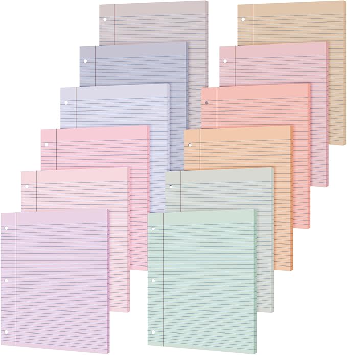 PerKoop 600 Sheets Colored Loose Leaf Paper 8.5" x 11" college ruled Lined 3 Hole Punched notebook Filler Paper for 3 Ring Binders Office School Supplies (Fantasy Color)-DeskLoop Office