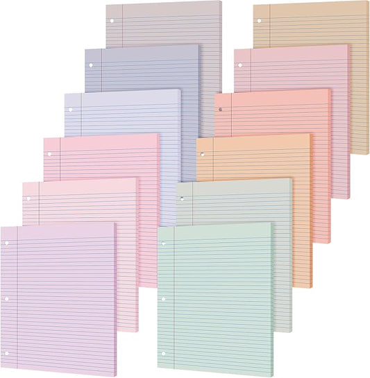 PerKoop 600 Sheets Colored Loose Leaf Paper 8.5" x 11" college ruled Lined 3 Hole Punched notebook Filler Paper for 3 Ring Binders Office School Supplies (Fantasy Color)-DeskLoop Office
