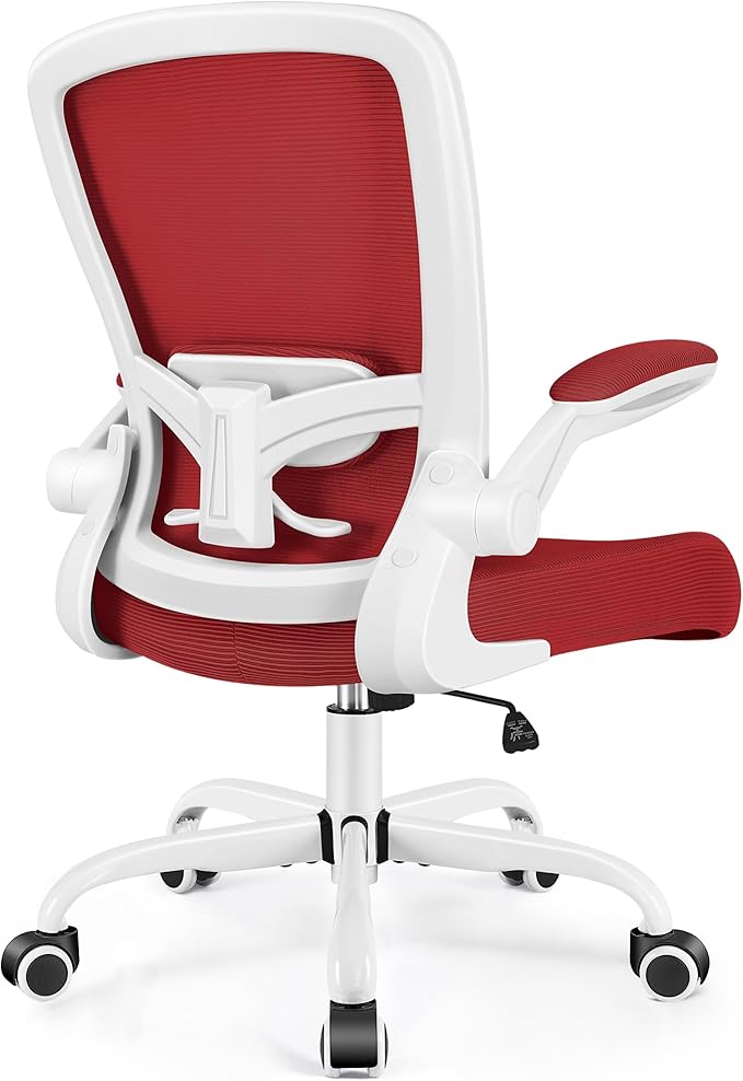 FelixKing Office Chair, Ergonomic Desk Chair Breathable Mesh Chairs with Adjustable High Back Lumbar Support Flip-up Armrests, Executive Swivel Comfy Task Computer Chairs for Home Office Fire Brick-DeskLoop Office