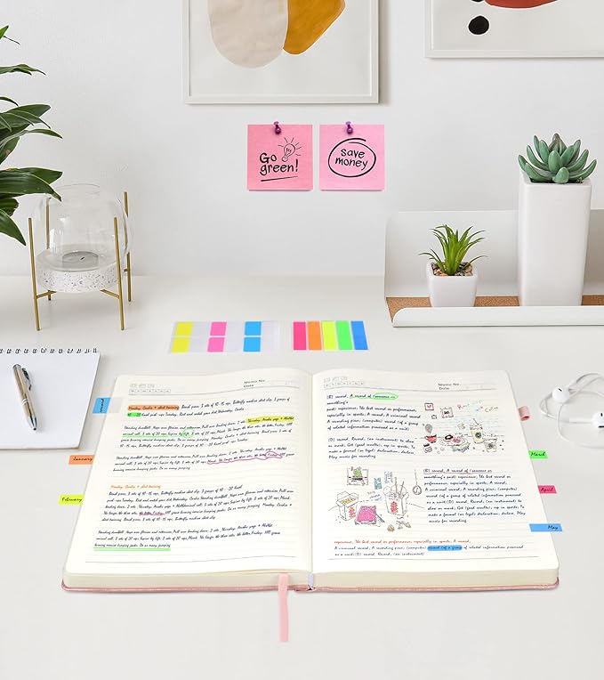 Lined Journal Notebook, 365 Pages A4 Large Journals for Writing Ruled Notebook, Pink Hardcover Leather Journals for Women Men,Notebook for Work, Note Taking, 100Gsm Thick Paper (8.5" x 11" Rose Gold)-DeskLoop Office