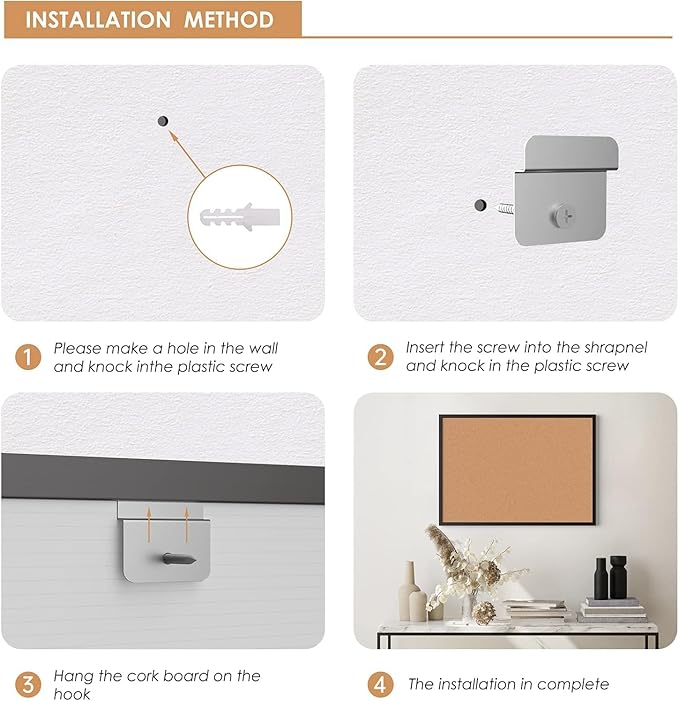 Board2by Cork Board Bulletin Board 24“ x 18”, Black Wood Framed Corkboard, Office Board for Wall Cork, Large Wall Mounted Notice Pin Board with 16 Push Pins for School, Home & Office-DeskLoop Office