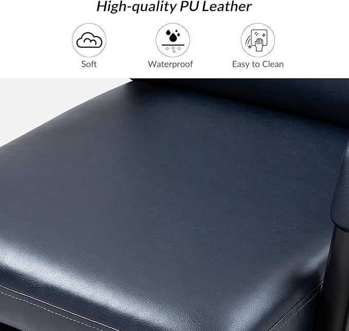 HULALA HOME Modern Faux Leather Home Office Chair with Tilt Lock & Metal Base, Desk Chair with Wheels & Padded Cushion, 360° Swivel Wide Seat Computer Task Chair, Navy-DeskLoop Office
