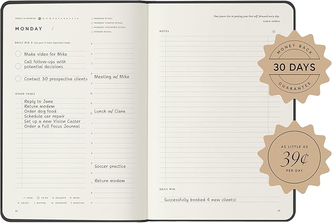 Full Focus Finch Linen Planner by Michael Hyatt - The #1 Daily Planner to Set Annual Goals, Increase Focus, Eliminate Overwhelm, and Achieve Your Biggest Goals - Hardcover-DeskLoop Office