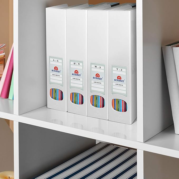 Acrimet Magazine File Holder, Durable Rack, Space-Saving Organizer (Plastic) (White Color) (2 pack)-DeskLoop Office