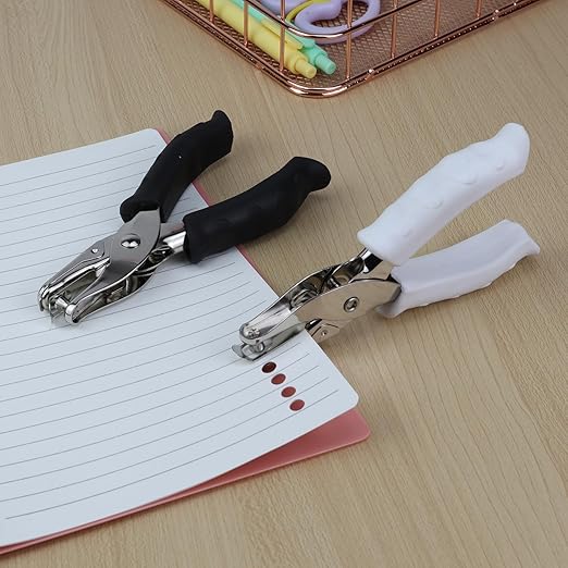 1/4” Circle Shaped Hole Puncher,Handheld Single Hole Punch with White Soft Grip Handle,One Hole Paper Punch for Paper Crafts Tag in Home, Office, Classroom.-DeskLoop Office