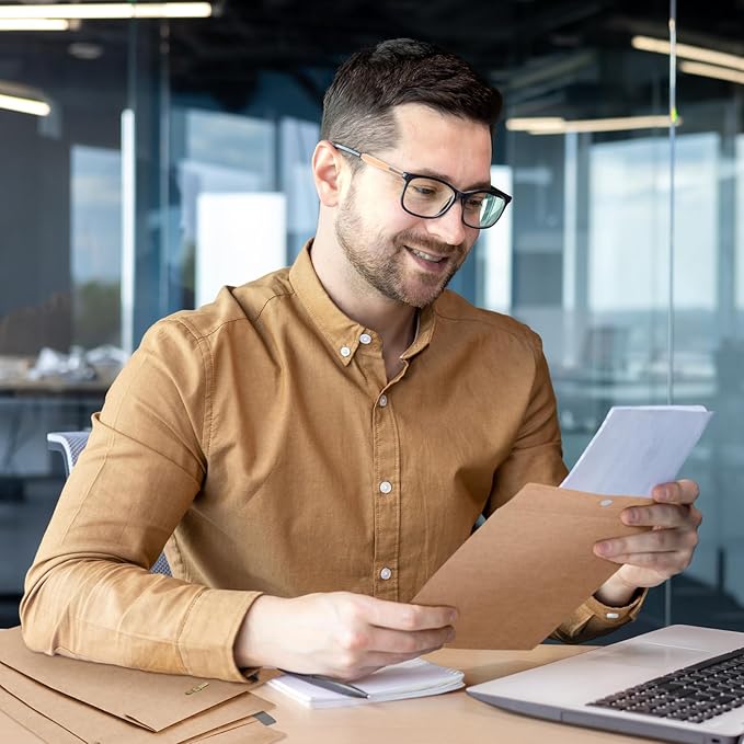 Teling 50 Pcs Manilla Envelopes Clasp Kraft Catalog with Closure for Storing Mailing 28 lb Kraft Envelope Paper for Office Document School Business Home(Brown,5 * 7.5)-DeskLoop Office