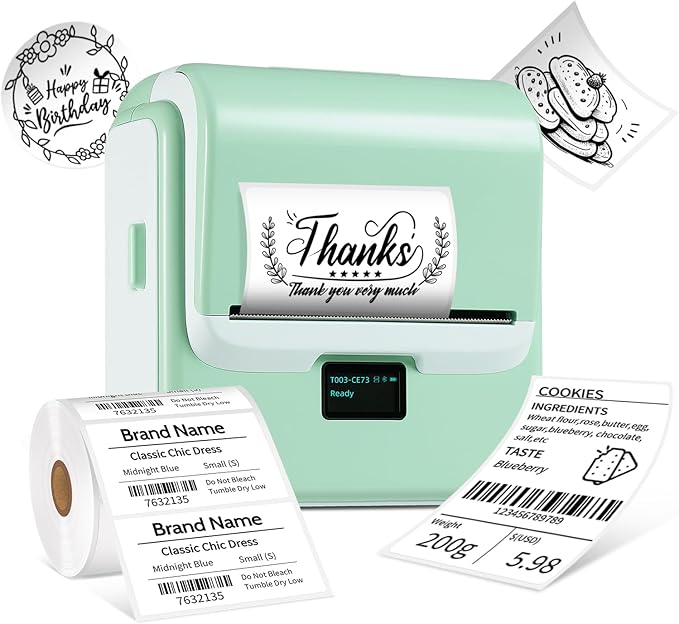 ORGSTA Label Maker Machine with Tape, T003 Thermal Label Maker, 3.15 Inch Bluetooth Label Printer Compatible with Phone & PC, Sticker Printer Barcode Thermal Maker for Small Business, Home, School-DeskLoop Office