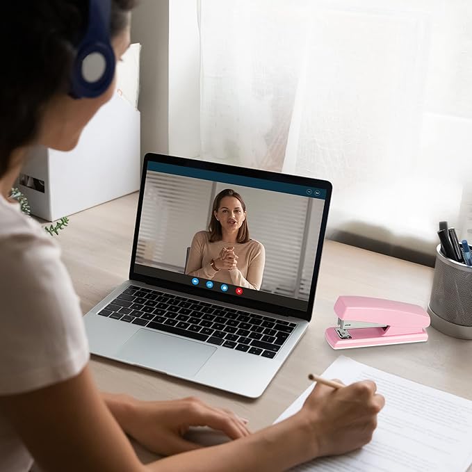Deli Stapler, Desktop Staplers with 640 Staples, Office Stapler, 25 Sheet Capacity, Pink-DeskLoop Office