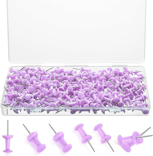 220 Count Purple Push Pins Standard Plastic Head Steel Point Thumb Tacks Decorative Push Pins for Cork Board Wall Hanging Bulletin Board-DeskLoop Office