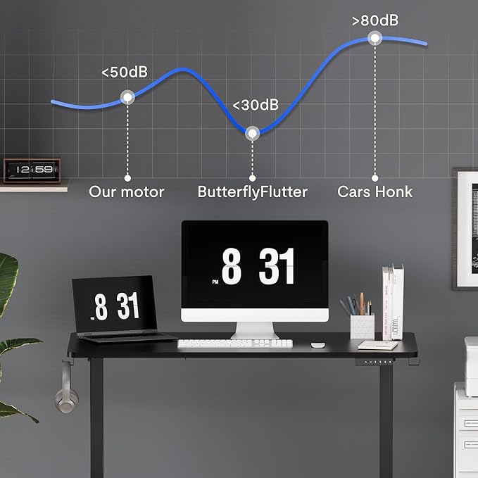 FLEXISPOT Standing Desk Electric Height Adjustable Desk with 55 x 24 Inches Splice Board, Ergonomic Memory Controller, Black Top + Black Frame-DeskLoop Office