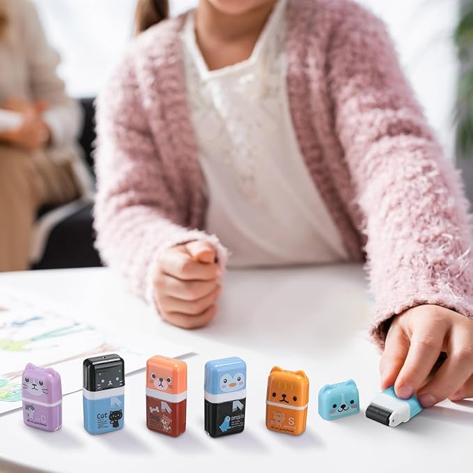 Seajan 44 Pcs Erasers for Kids Gift Bulk Cute Animal Themed Pencil Eraser with Clean up Roller for School Party Christmas Favors(Classic)-DeskLoop Office