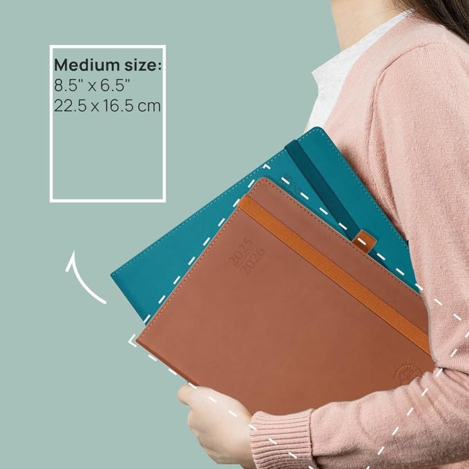 POPRUN Planner 2025-2026 (Medium - 6.5'' x 8.5'') Academic Weekly Calendar (July 2025 - June 2026) with Hourly Time Slots, Monthly Tabs, 100GSM Thick Papers, Leather Soft Cover - Purple-DeskLoop Office