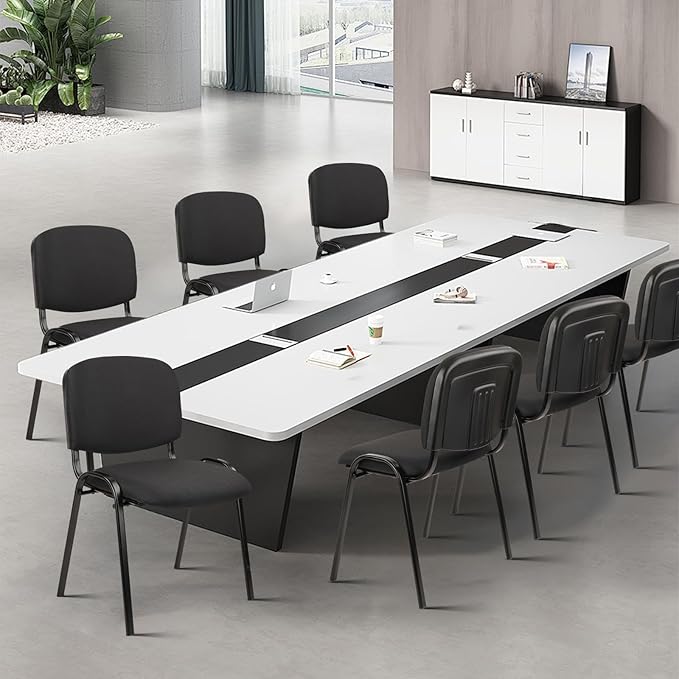 CLATINA Set of 5 Pack Stackable Waiting Room Chairs Fabric Black Reception Chair Metal with Thickened Seat Back Cushion for Waiting Conference Room Guest Stool (5 Pack)-DeskLoop Office