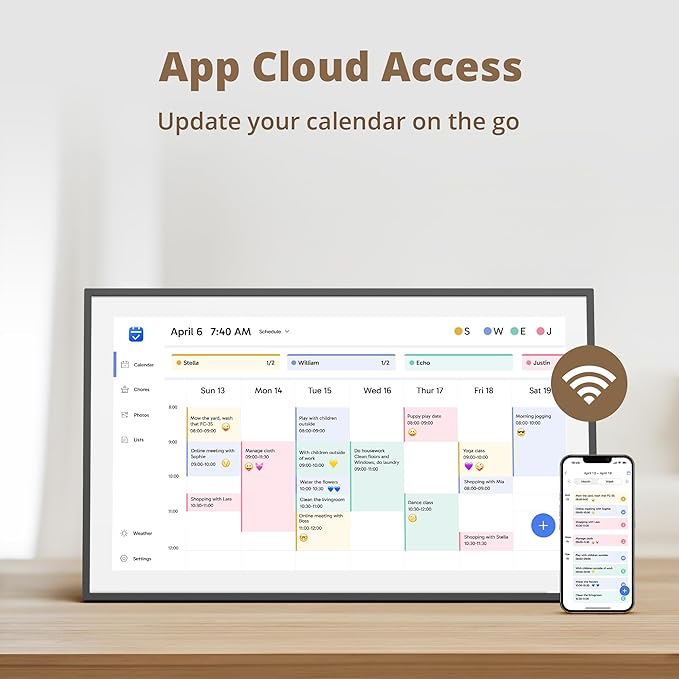 Dragon Touch 21.5" Digital Calendar Chore Chart – 1080P Full HD Interactive Touchscreen, Smart Family Planner, Hearth Display Digital Calendar Wall & Desk Mountable for Seamless Scheduling Black-DeskLoop Office