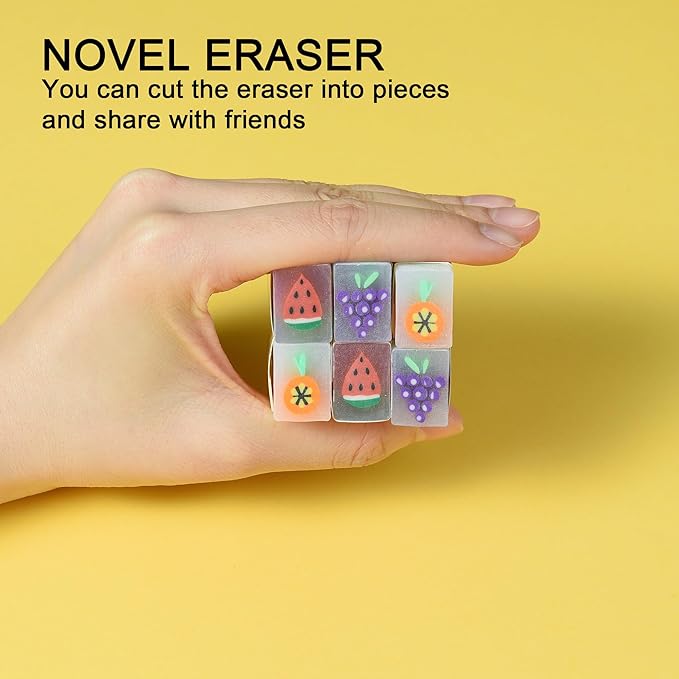 18Pcs Cute Fruit Erasers for Kids Bulk, Kawaii Fun Pencil Jelly Erasers for School Classroom Supplies Prize Gifts Party Favors-DeskLoop Office