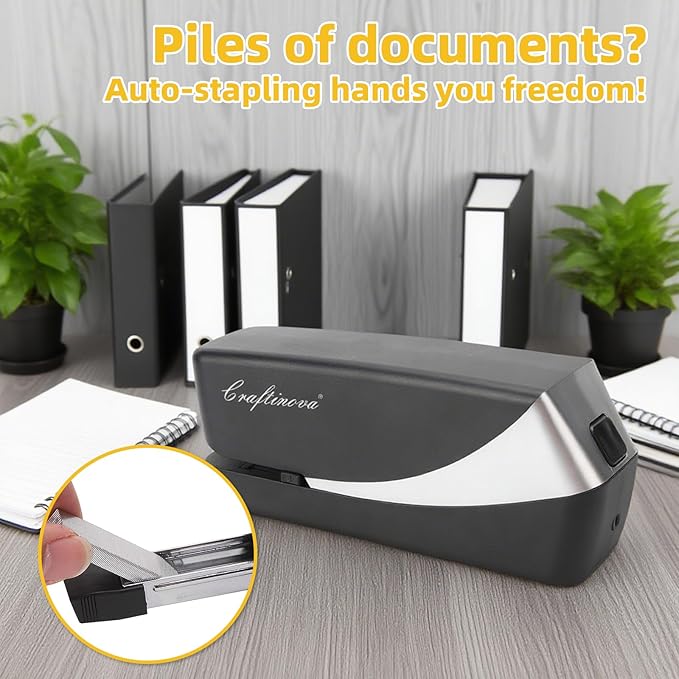 Electric Stapler, Automatic Stapler, Include 2000 Staples and 1 Staple Remover, Heavy Duty, Store 210 Staples,AC or Battery Powered, 25 Sheet Capacity.-DeskLoop Office