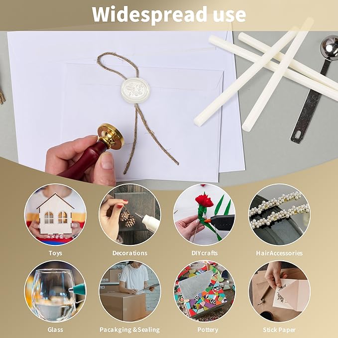 MATUFF White Hot Glue Sticks Full Size 0.43” Dia x 8” Long, 20 pcs Hot melt Adhesive Glue Sticks, All-Purpose Colored Glue Gun Sticks for DIY White Crafting Arts and Wedding Cards, Stamp Sealing-DeskLoop Office