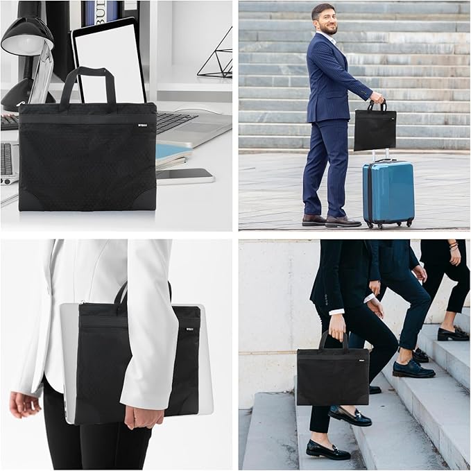 M&G 12x15 in Large Zipper Pouch with Handle, A4 Foldable Lightweight Waterproof Oxford Document Storage Bag, File Organizer for Office Travel Books Papers Filing Folder – 1 Pack (Black)-DeskLoop Office