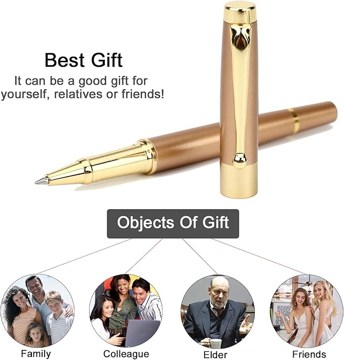 YIVONKA Ballpoint Pen Black Refill,Luxury Ballpoint Line width 0.5mm,Best Ball Pen Gift Set for Men & Women Professional Executive,Office,Nice BallPens Classy Gift Box (2 Rose Gold)-DeskLoop Office
