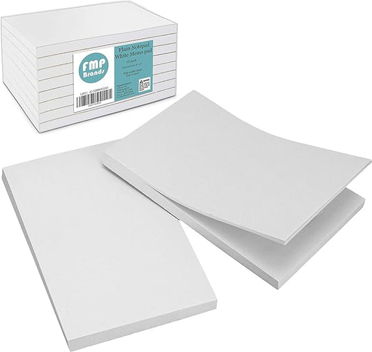 FMP Brands 10 Pack Note Pads 4x6, 100 Sheets Per Memo Pad, Writing Scratch Pad, Blank Notepad, White Waitress Server Note Pads, Paper Pad, To Do Grocery List Small Notepads-DeskLoop Office