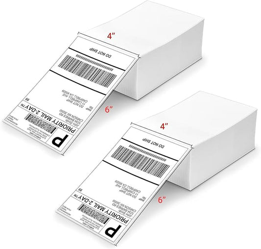 4x6 Thermal Labels, 2 Packs of 500 4x6 Fold Labels - Compatible with JADENS, ASprink, Phomemo, Rollo, Zebra, Omezizy and Other Thermal Printers-DeskLoop Office