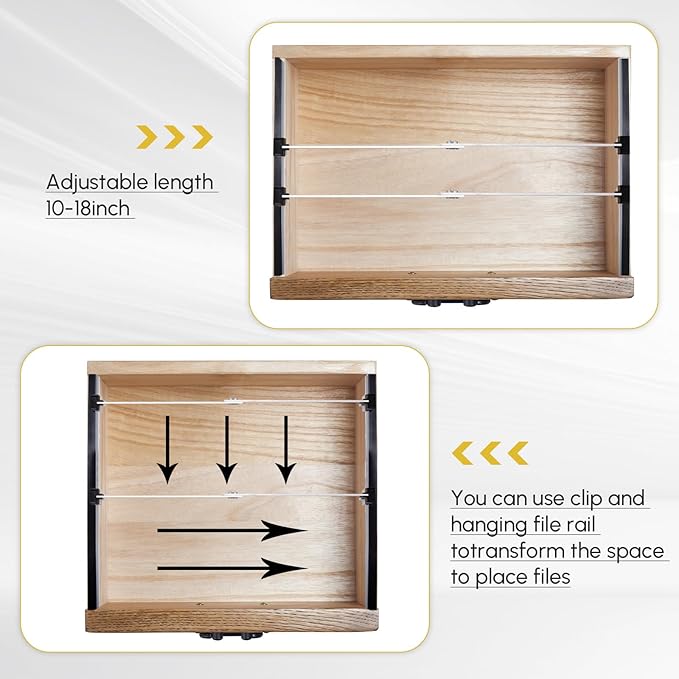 12 Pcs Metal Adjustable File Cabinet Rails Set Include 8 Hanging File Rail Clips 4 Cabinet Dividers Bars Suitable for Cabinets with Drawer Thickness Less Than 1/8 Inch(Silver,10-18 Inch)-DeskLoop Office