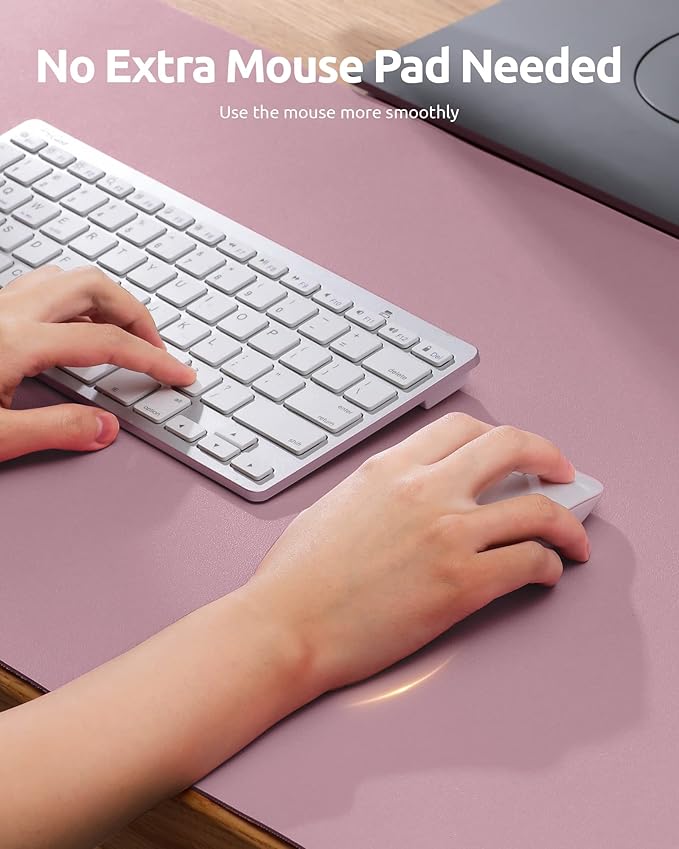 YSAGi Leather Desk Protector, Office Mat, Large Mouse Mat, Non-Slip PU Leather Blotter, Laptop Desk, Waterproof Writing Pad for Office and Home (Pale Mauve, 35.4" x 17")-DeskLoop Office