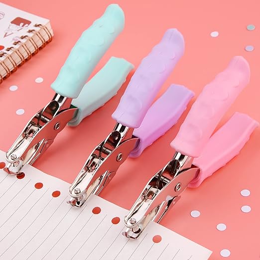 NEBURORA Hole Punch, Pink Single Hole Puncher Metal with Soft-Handled for DIY Craft Tags Clothing Ticket Scrapbook Tool, 3 Colors Options-DeskLoop Office