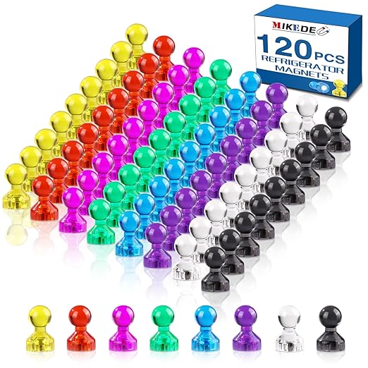 MIKEDE Refrigerator Magnets - 8 Colors Neodymium Fridge Magnets for Adults, Colorful and Practical Small Magnets for Whiteboard, Strong Push Pins for Office, Map - 120 Pack-DeskLoop Office