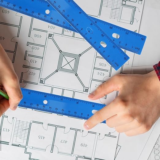 200 Pack 12-Inch Plastic Rulers Bulk, Blue Plastic Ruler, Ruler with Dual-Scale Measurement, Easy to Store, for Educational, Home, or Office and, Practical Use by KUKLIPJIM-DeskLoop Office