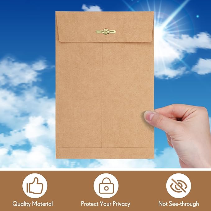 Teling 50 Pcs Manilla Envelopes Clasp Kraft Catalog with Closure for Storing Mailing 28 lb Kraft Envelope Paper for Office Document School Business Home(Brown,5 * 7.5)-DeskLoop Office
