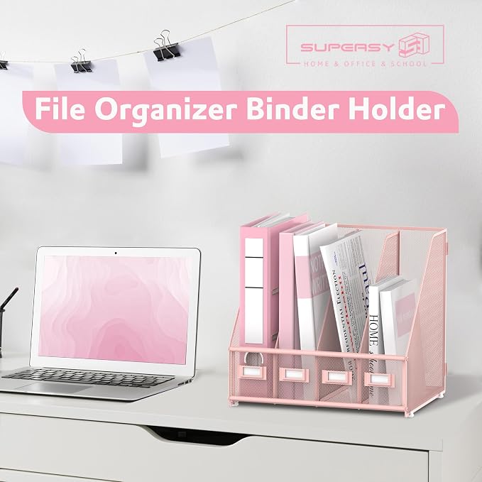 SUPEASY Magazine File Holder Desk Organizer, Metal Binder Holder - Image 7