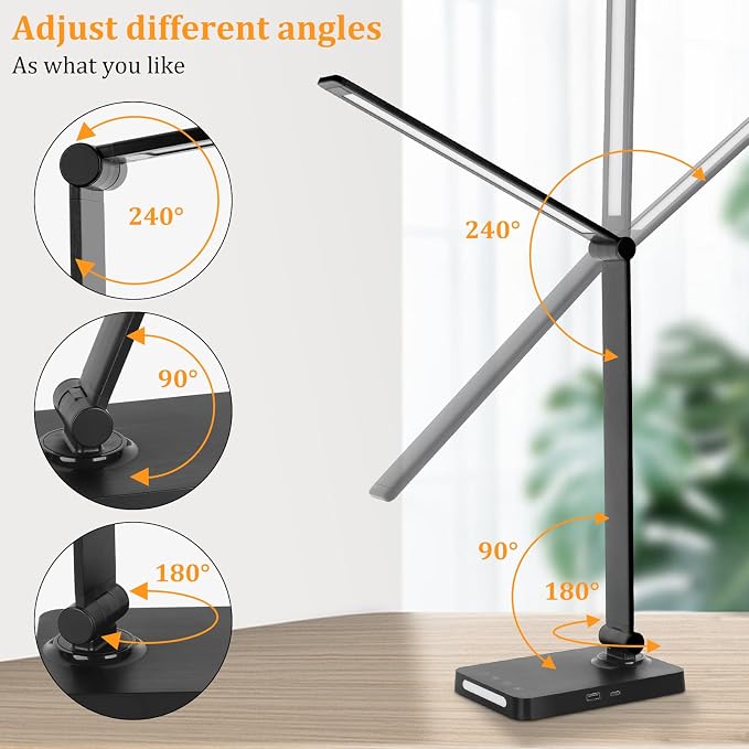 LED Desk Lamp with USB Ports, Touch Desk Lamps - Image 5