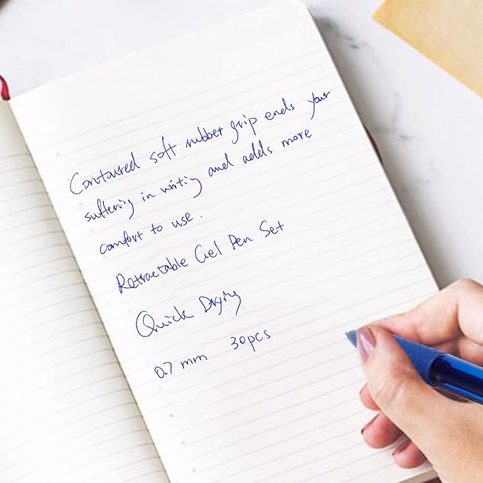 feela 30 Pack Retractable Blue Ink Gel Pens Set Medium Point 15 Piece Fine Point Gel Pen with 15 Refills for Smooth Writing-DeskLoop Office