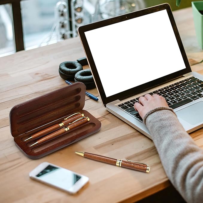 Cool Wooden Pens with Pen Box Gift for Mom Mother In Law Christmas Gifts for Mother's Day Gift Birthday Ideas Cute Engraved Pens Unique Presents for New Mom from Daughter Son-DeskLoop Office