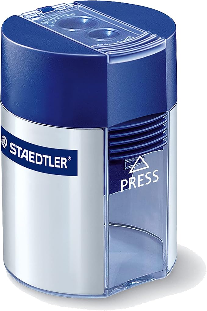 STAEDTLER Mars Lumograph Art Drawing Pencils (Graphite, 12 Pack in Metal Case) with Double Hole Pencil Sharpener-DeskLoop Office