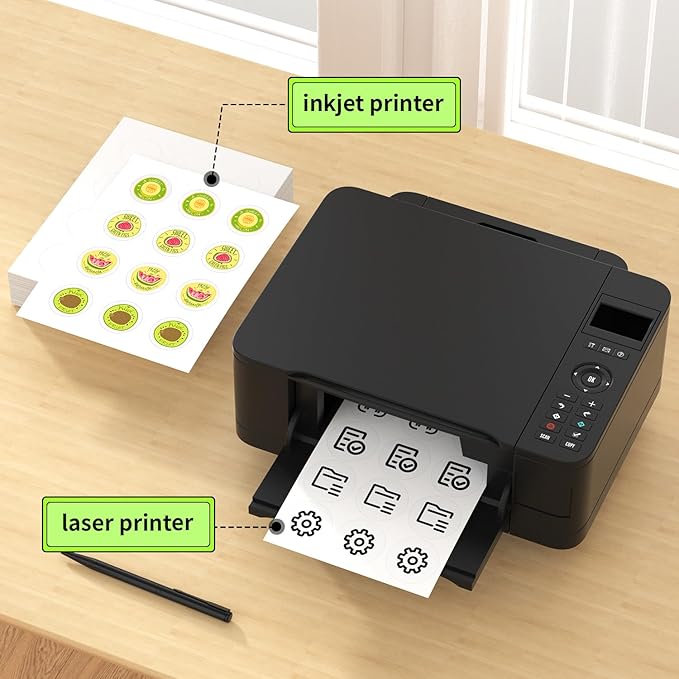 Methdic 2" Diameter High Visibility Printable Round Labels,Matte White,360 Customizable Blank Stickers-DeskLoop Office