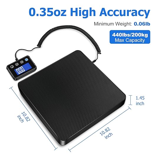 Shipping Scale, 440 lbs/0.35oz High Accurate Digital Postal Scale with Hold/Tare Function, Postage Scale for Packages, Luggage, Small Business, Home Use, Battery & Charging Cable Include-DeskLoop Office