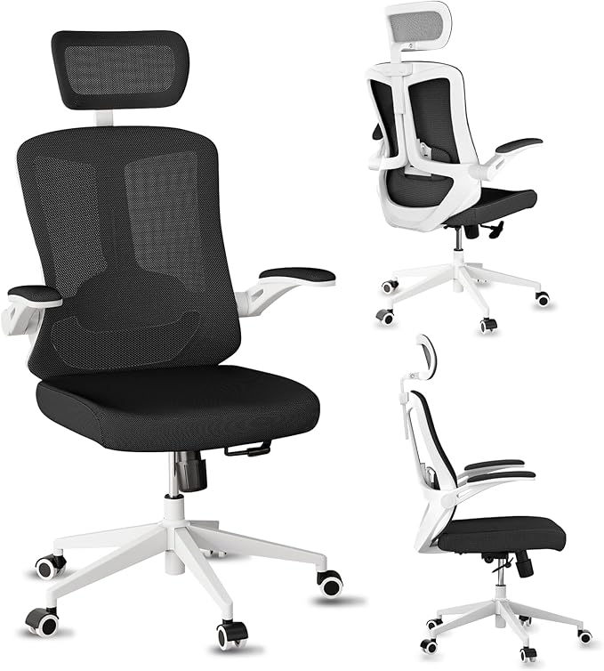 Mesh Desk Office Chairs,Compute Executive Chair with Lumbar Wide Comfty Desk Chair for Home & Office,Bedroom,Study,Student (Black)-DeskLoop Office