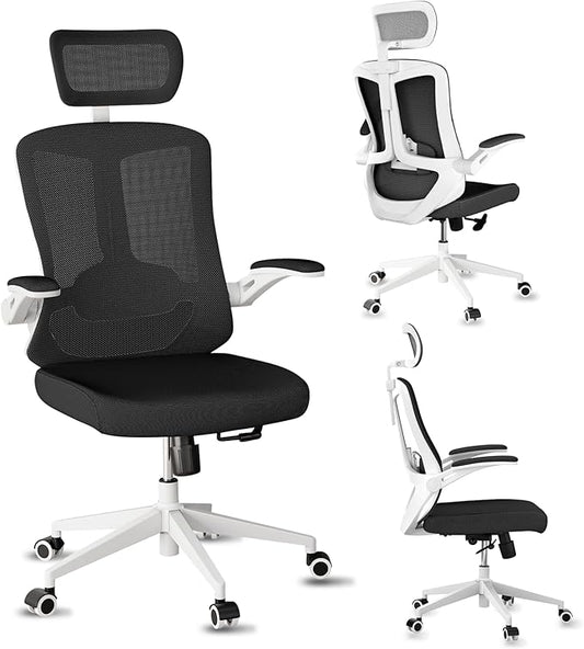 Mesh Desk Office Chairs,Compute Executive Chair with Lumbar Wide Comfty Desk Chair for Home & Office,Bedroom,Study,Student (Black)-DeskLoop Office