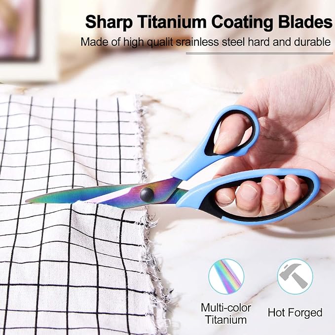 8.5" All-Purpose Scissors, 3-Pack Bulk Ultra Sharp Blade Shears, Comfort-Grip Sturdy Scissors for School, Office, Home, Sewing, Fabric, Craft Supplies, Right/Left Handed-DeskLoop Office