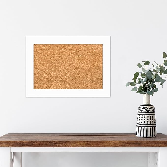 Amanti Art Natural Cork Board for Wall, 15x21 Vision Board with White Frame, Small Corkboard Office Decor for Home Organization, Casual Corkboard Pinboard to Display Items for Home Organization in-DeskLoop Office