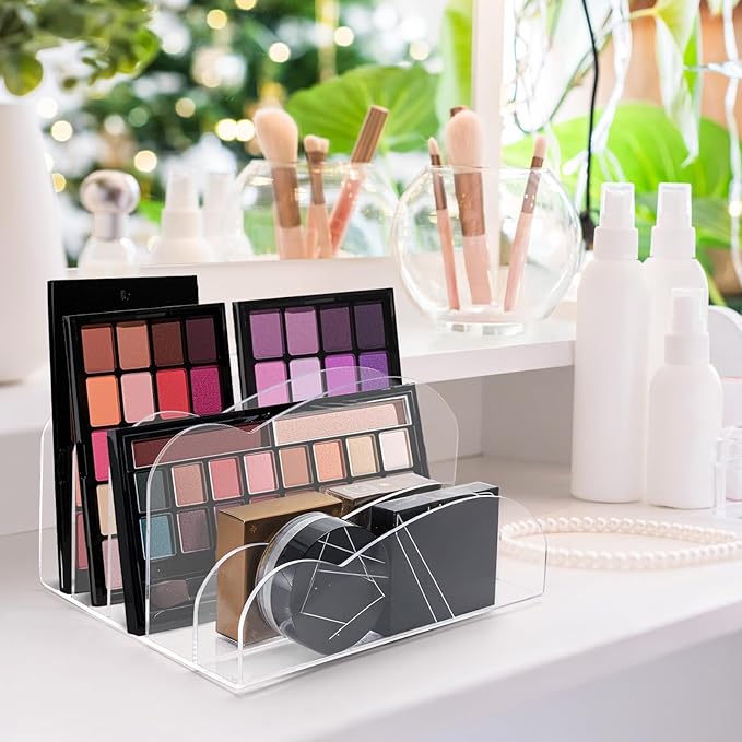 Suwimut Acrylic File Holder 5 Sections, 8.5 x 6.8 x 4.7 Inch Upright File Organizer for Desk, Clear Desktop Folder Holder Mail Letter Sorter for Home Office School Envelope Bill Filling Paper Document-DeskLoop Office