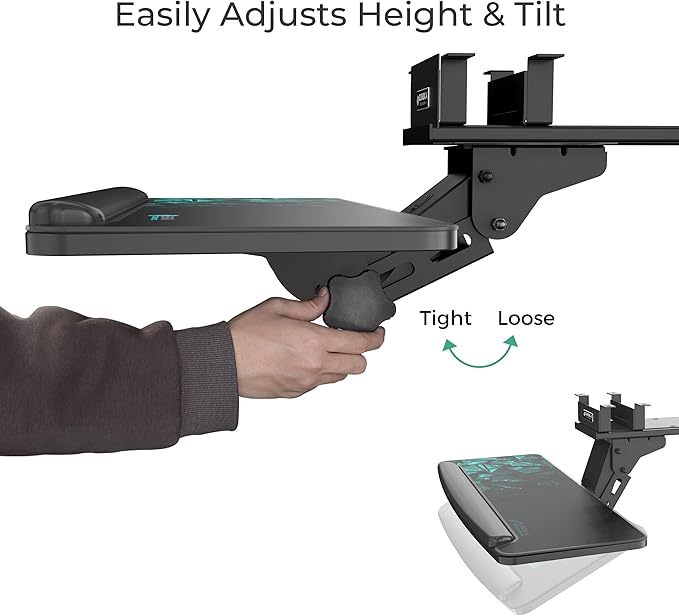 EUREKA ERGONOMIC Height Adjustable Mouse & Keyboard Tray Under Desk, 28x10'' Large Slide Out Swivel Tilt Computer Keyboard Drawer with Mouse Pad for Gaming Home Office Desk, Dual Mount-DeskLoop Office
