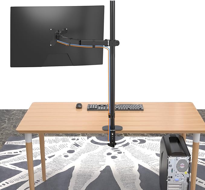 Pholiten Extra Tall Single Monitor Desk Mount Stand with 31.5inch Pole for 13 to 32 inch Screens,Fully Adjustable Monitor Arm Mount for Desk,Holds up to 22lbs-DeskLoop Office