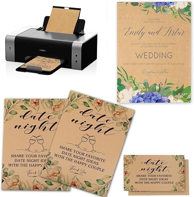 5.5x8.5 Blank Cardstock Paper (Set of 50) Plain Kraft Cards - 80lb Flat Cards Stock Printer Paper for Make Your DIY Invitations, Note, Greeting, Table Cards - Writing, Stamping, Drawing, Painting-DeskLoop Office