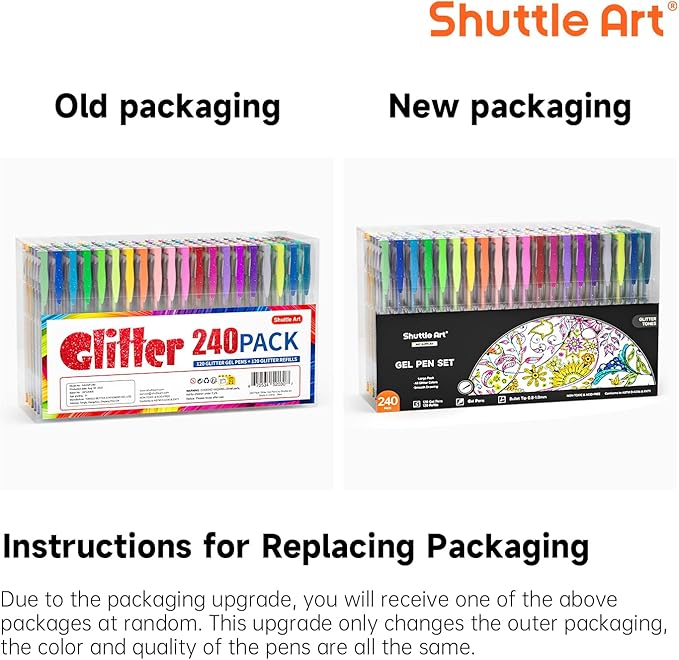 Shuttle Art 240 Pack Glitter Gel Pens, 120 Colors Glitter Gel Pen Set with 120 Refills for Adult Coloring Books Craft Doodling-DeskLoop Office
