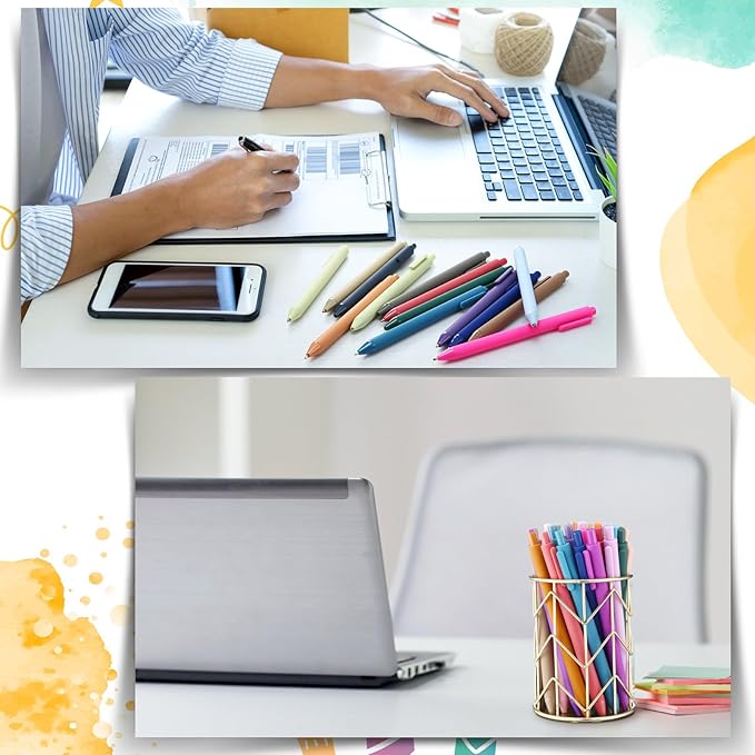 100 Pcs Ballpoint Pens Bulk Retractable Writing 1. 0 mm Black Ink Cute Pens Smooth Writing Color Fancy Gift for Teacher Student Employee Office School Home Baby Shower Supplies (Morandi)-DeskLoop Office