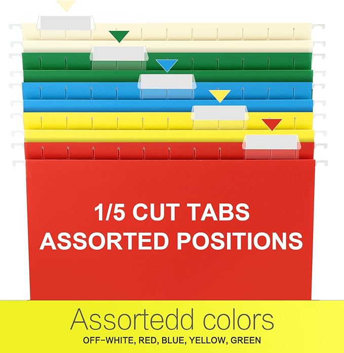 HERKKA Extra Capacity Hanging File Folders, 60 Pack Reinforced Letter Size Hanging Folders with Heavy Duty 2 Inch Expansion, Designed for Bulky Files, Medical Charts, Adjustable Tabs, Assorted Colors-DeskLoop Office